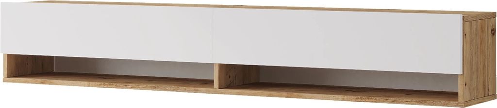 In And OutdoorMatch TV-Schrank Piera – TV-Möbel – TV-Einheit – 2 Staufächer – 180 x 31,5 x 29,5 cm – Holzfarben und Weiß – dekorativ...