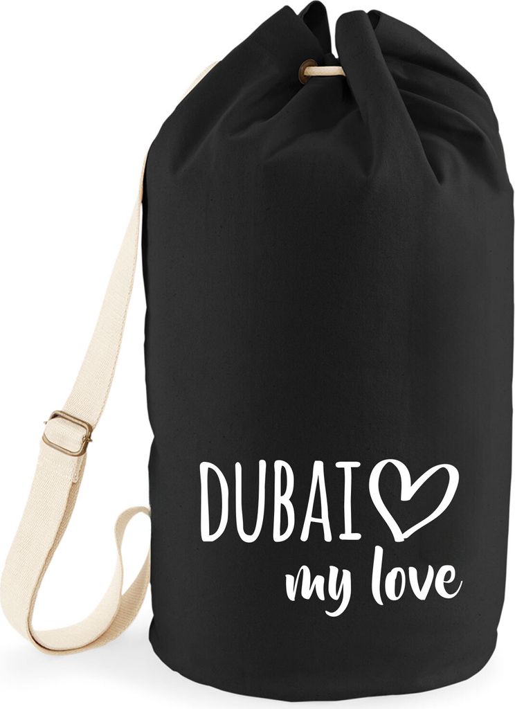 Huuraa Seesack Dubai my love 20 Liter Black Baumwolle Rucksack Geschenkidee