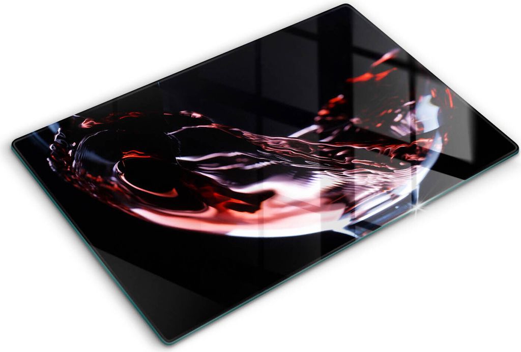 Glasschneideplatte - Herdabdeckplatte - 80x52 cm -Schneidebrett - Spritzschutz -Ein Glas Rotwein