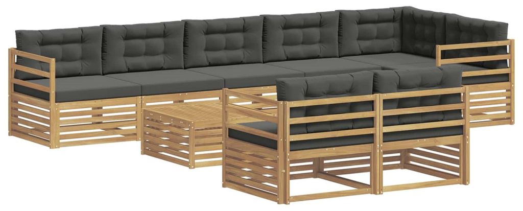 Outdoor-Sofagarnitur mit Kissen 9 pcs Weiß und Anthrazit