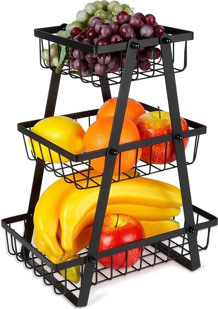 Vilde | Cesto per la frutta - Nero - 3 livelli - Stoccaggio Immagine del prodotto 
