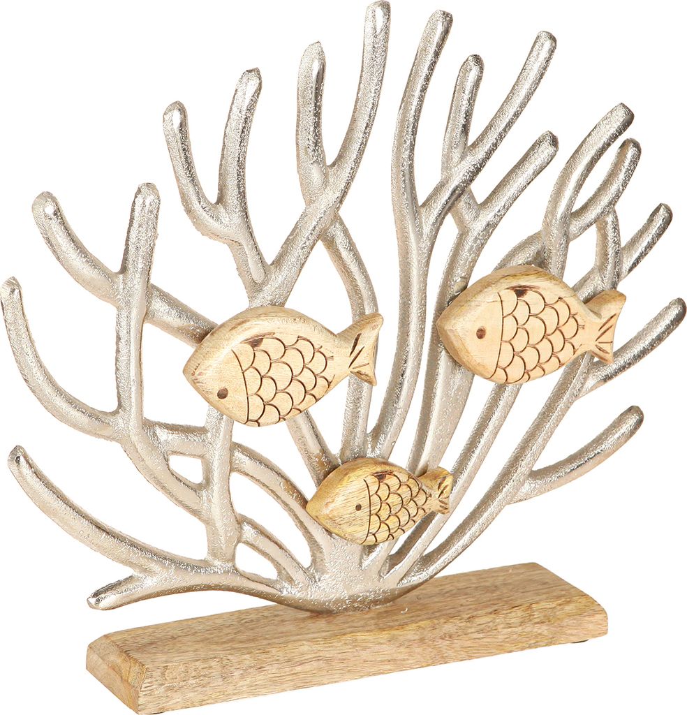 Tischdeko Maritim Koralle Fische Holz Metall 30cm