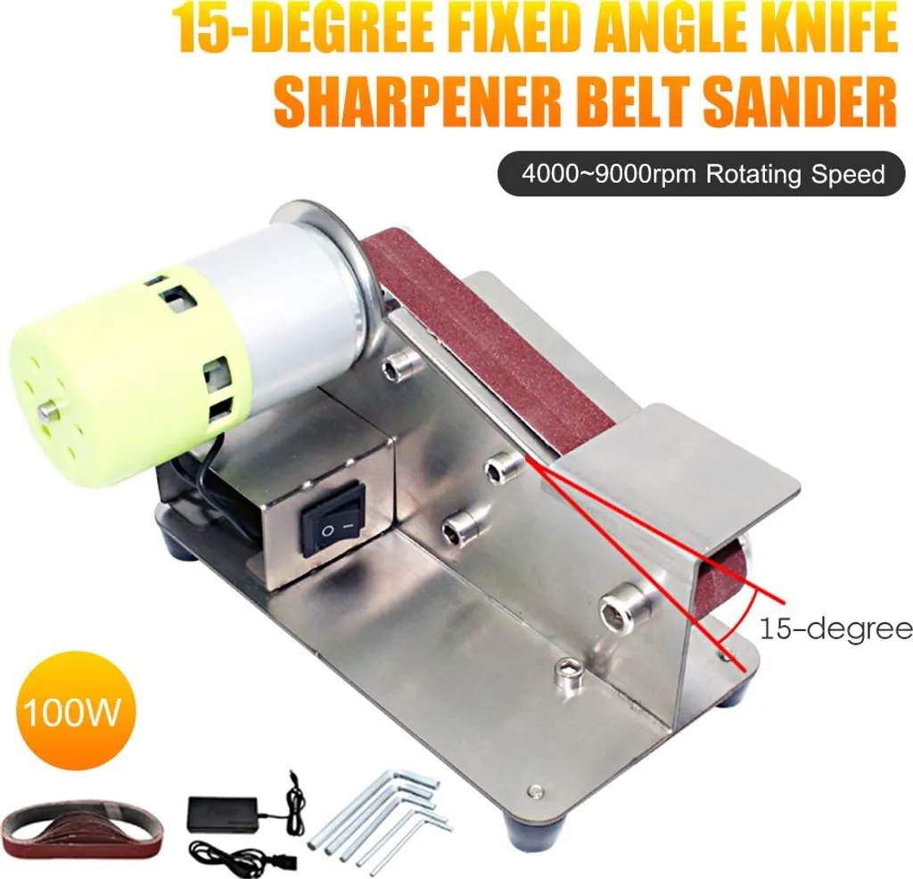 Aiguiseur de lames à angle fixe 15° et ponceuse à bande compacte