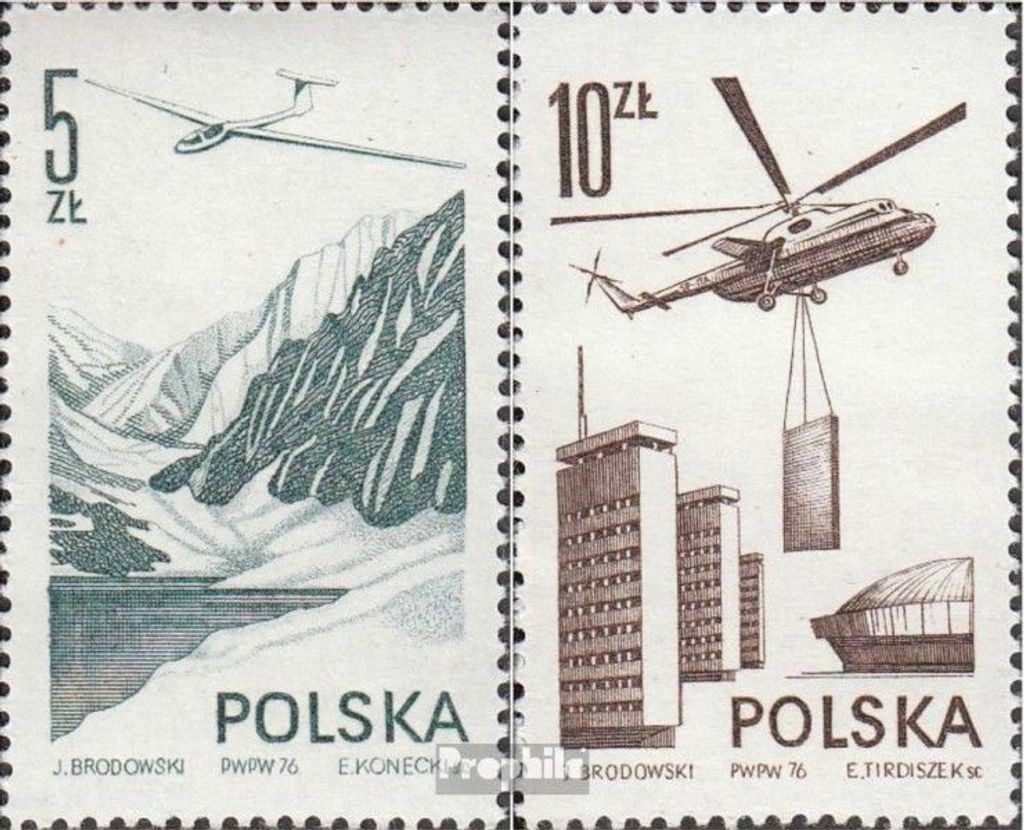 Briefmarken Polen 1976 Mi 2437-2438 (kompl.Ausg.) postfrisch Das moderne Flugwesen