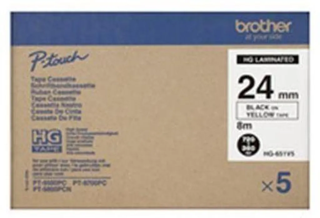 Ruban Brother HG651 Noir sur Jaune 24mm Idéal pour Signalétique de Sécurité