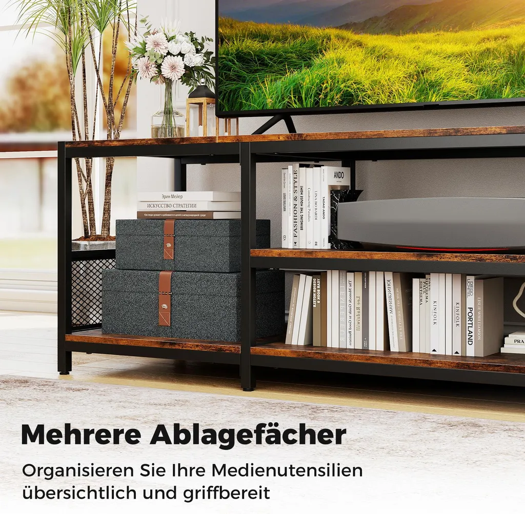 Table TV avec compartiments de rangement ouverts pour salon chic - 5