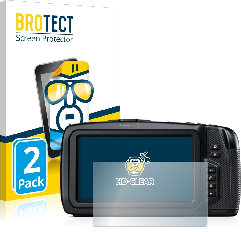 2x Für Blackmagic Pocket Cinema Camera 6K Schutzfolie BROTECT Displayschutz Display Schutz Folie Klar Transparent