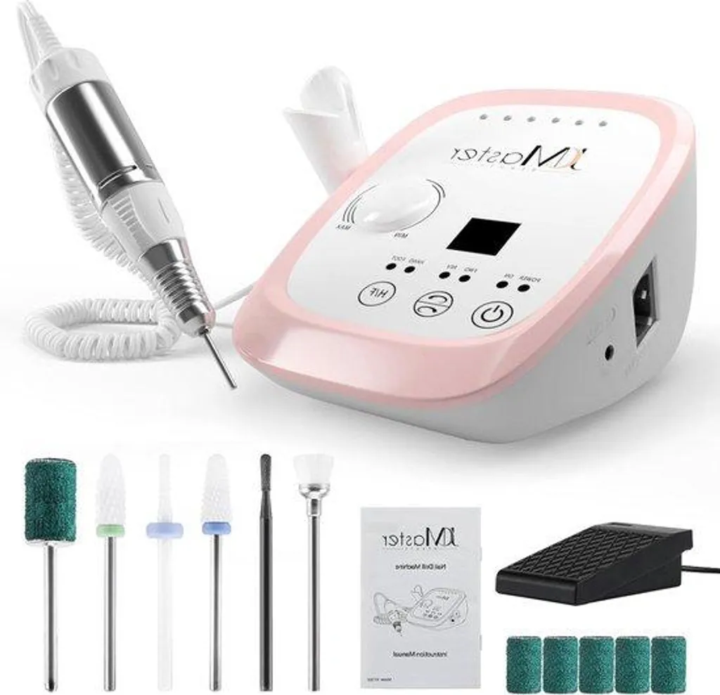Ponceuse pour ongles gel et acrylique rose 35000 tr/min avec pédale
