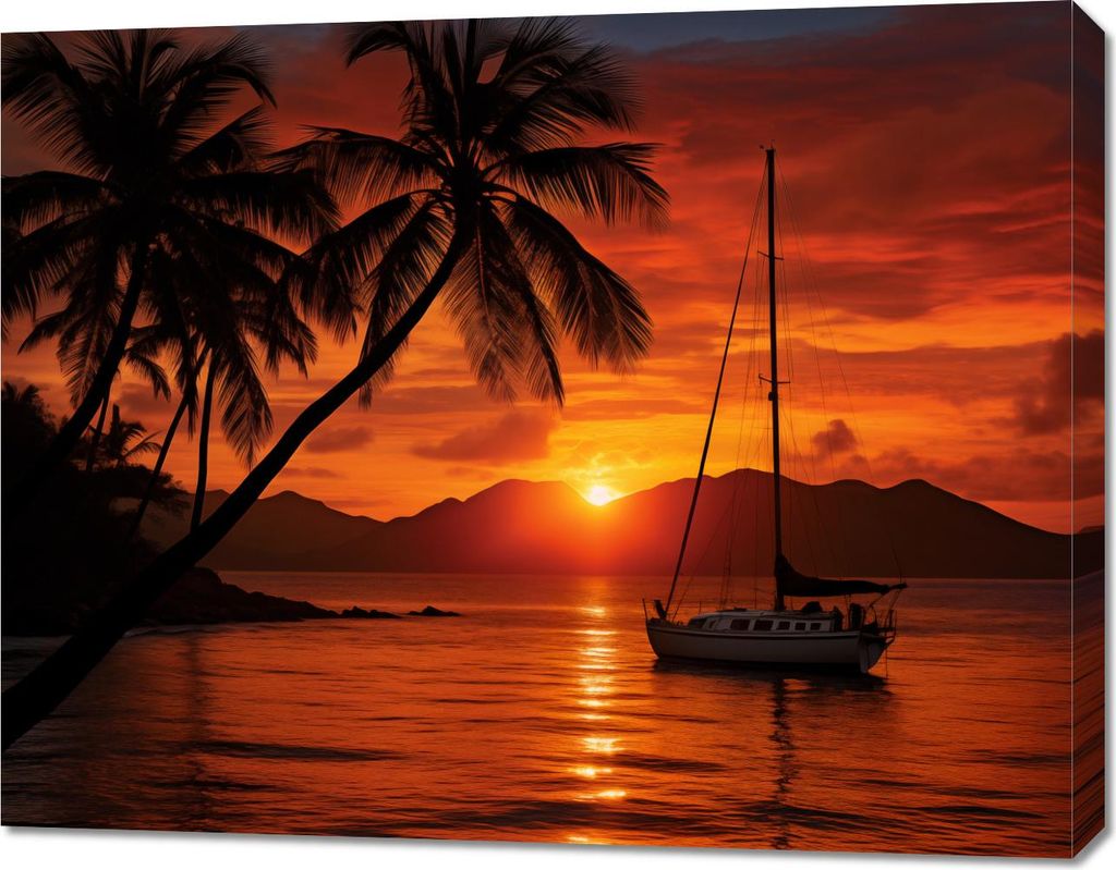 Bild 90x70cm Tropischer Sonnenuntergang