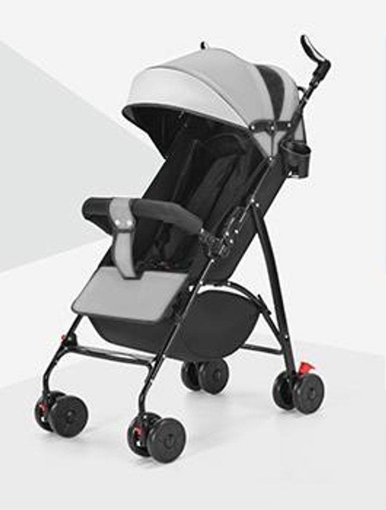 Kinderwagen Reisebuggy mit Liegefunktion Baby Buggy klein zusammenklappbar Kinderbuggy Sportwagen Verstellbarer Griff Grau
