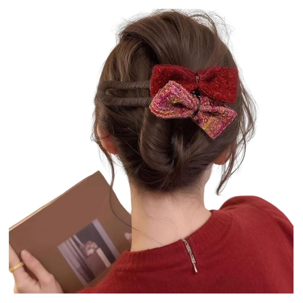 Haarspange für Mädchen mit doppelter Schleife, aus weichem Filz, große Größe, für Herbst und Winter, Haarnadel für den Hinterkopf, Haaracces...