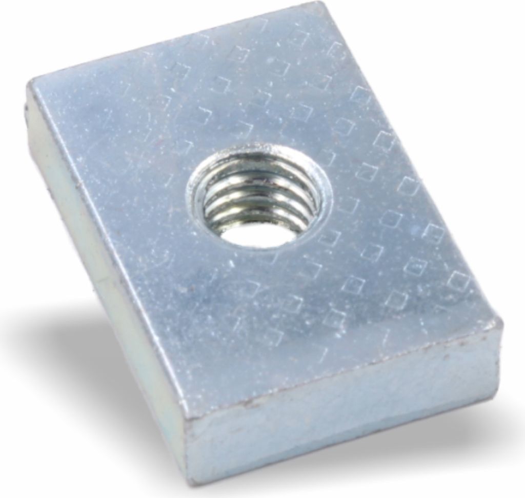 Nutenstein | Gewindeplatte 22x15x5 mm M6 Gewinde mittig | Stahl St37K galvanisch verzinkt