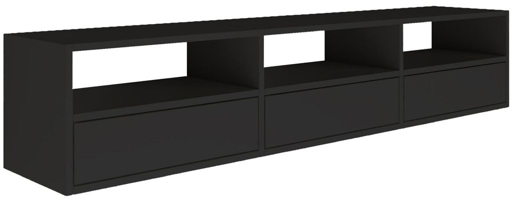 Selsey Framme – hängendes TV-Board mit drei Klappen und Produktbild 