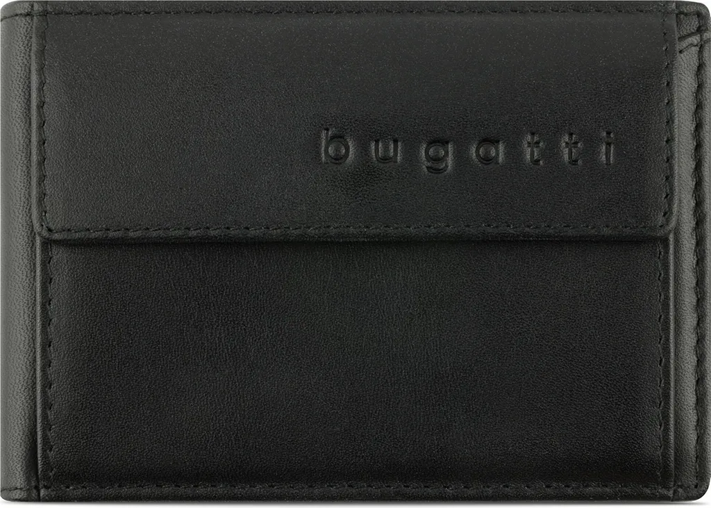 Bugatti Portafoglio Uomo Piccolo Sottile Nero | Mini Slim Wallet RFID
