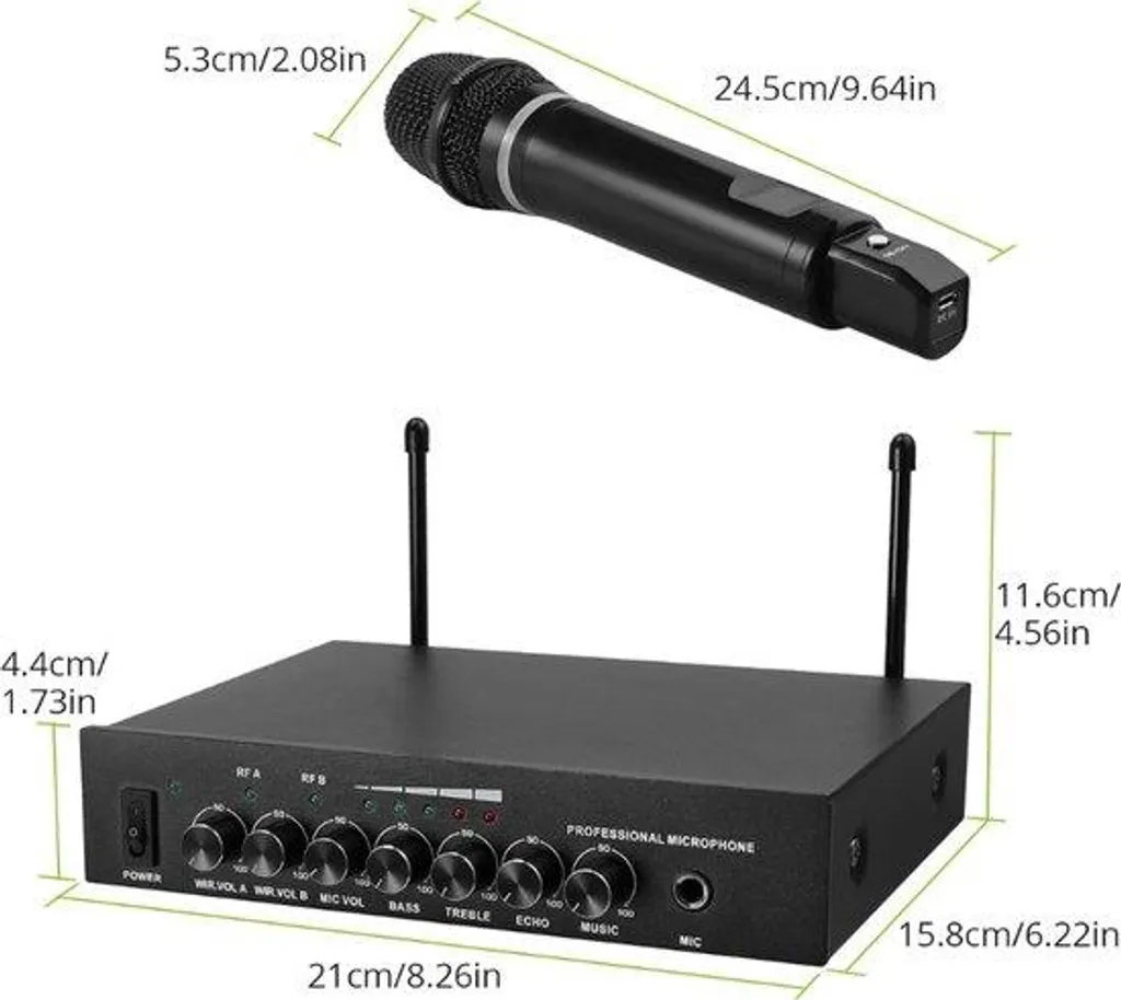 Ensemble Double Micro sans Fil UHF Métal avec Récepteur Bluetooth 5.0
