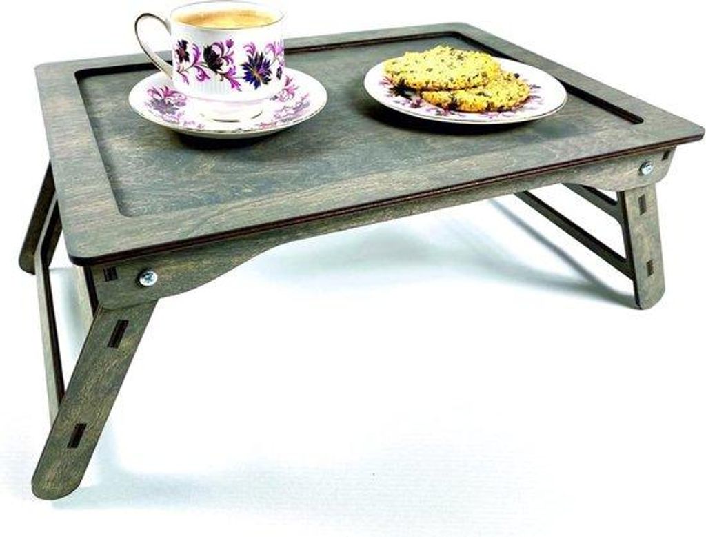 Lichtgewicht Grafiet Laptoptafel mit inklapbaren Beinen, 44,5 x 32 x 29 cm, natürliche und umweltfreundliche Oberfläche.