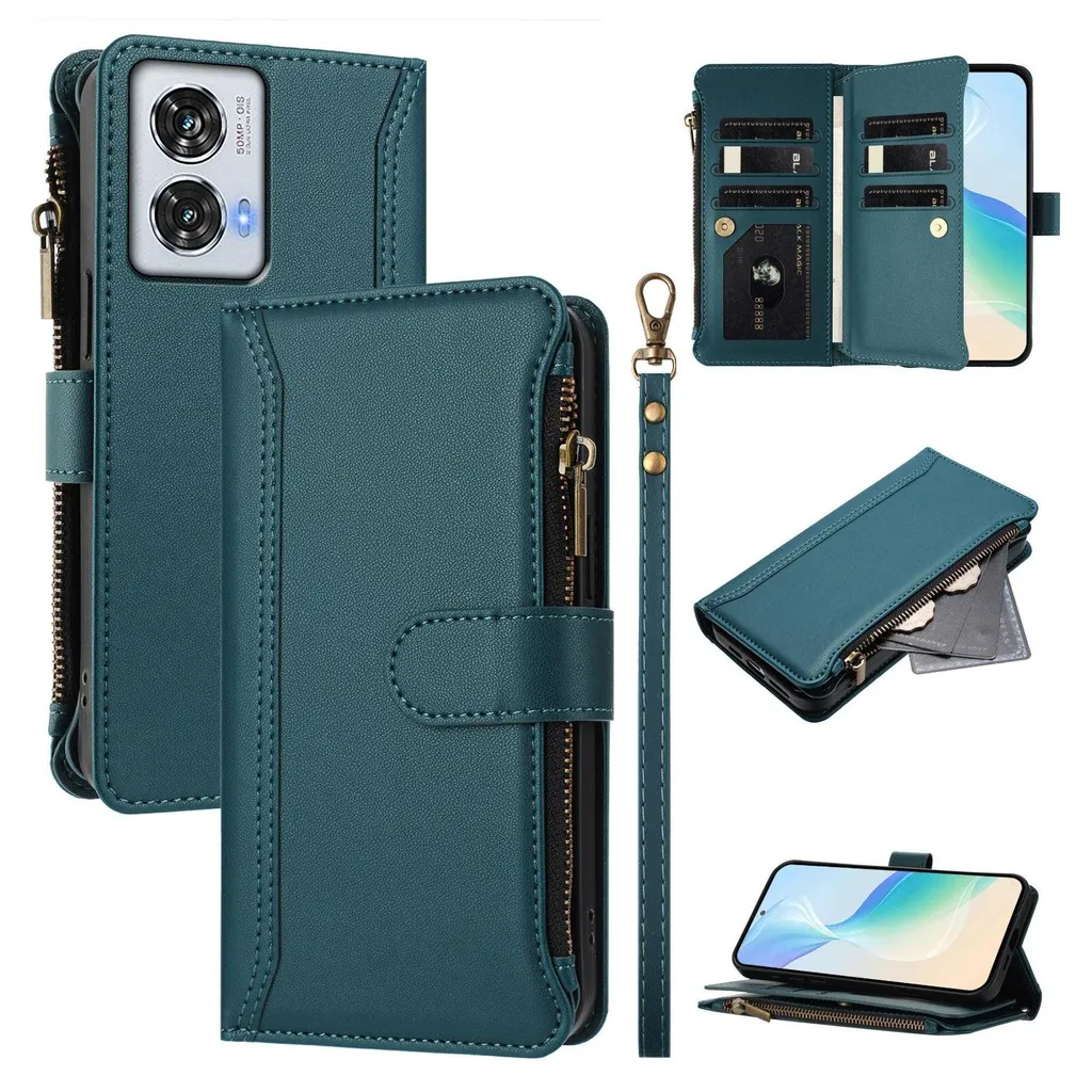 Custodia Motorola Moto Edge 50 Fusion Portafoglio Verde per Famiglia