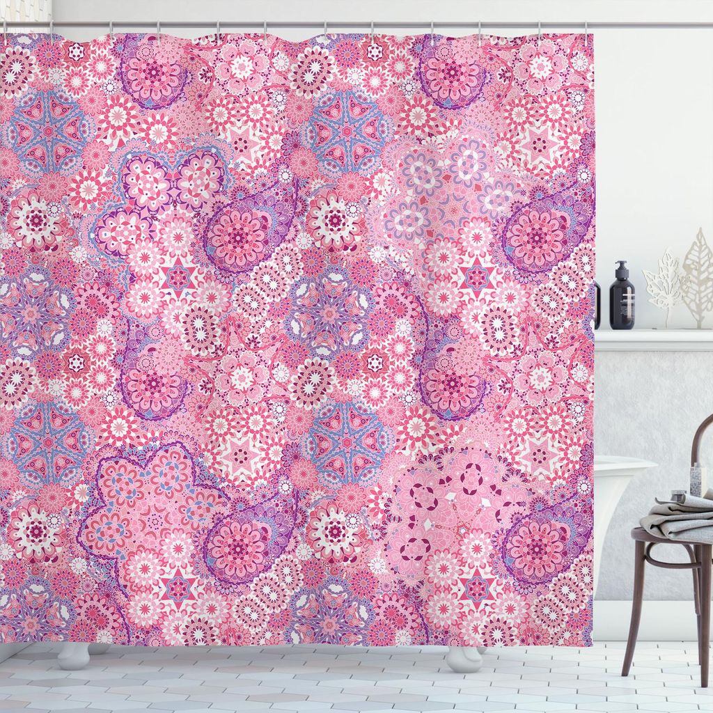 ABAKUHAUS Mauve Duschvorhang, Altrosaner Muster Blumen Verzierung Böhmischer abstrakte verzierung druck, 175 x 200 cm, Getrocknete Rose Rosa