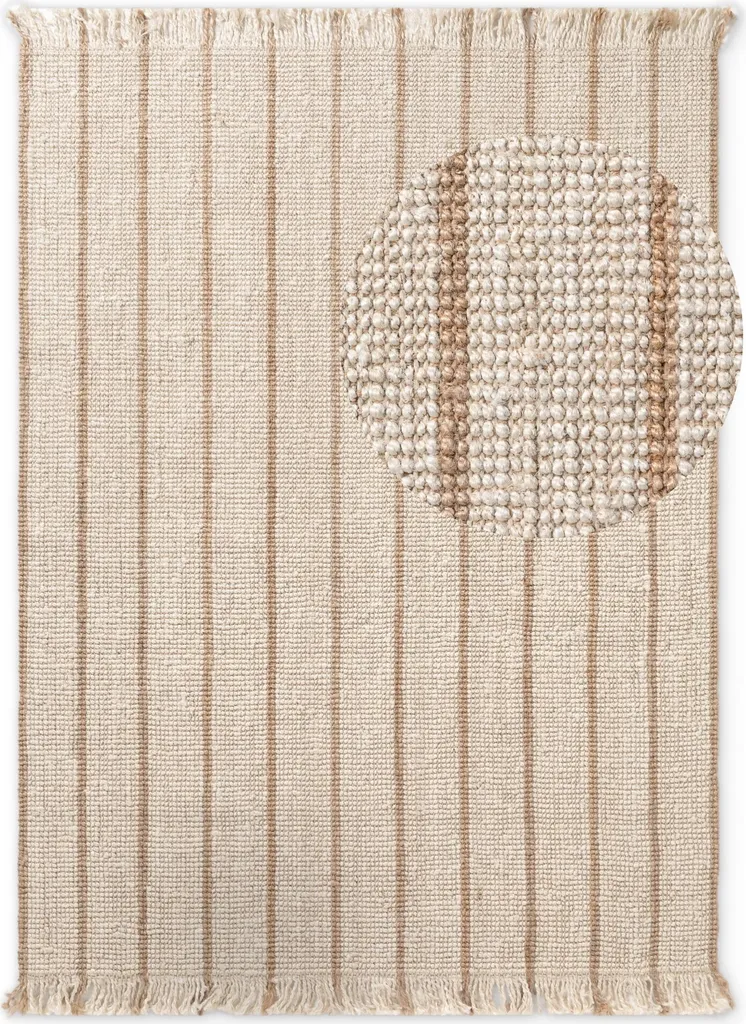 Tapis jute salon Sierra Elle Decoration Nature Ivoire Or facile d'entretien