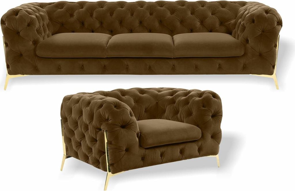Italien Möbel Sofagarnitur 3+1 Sitzer Design Sofa Polster Couchen Chesterfield