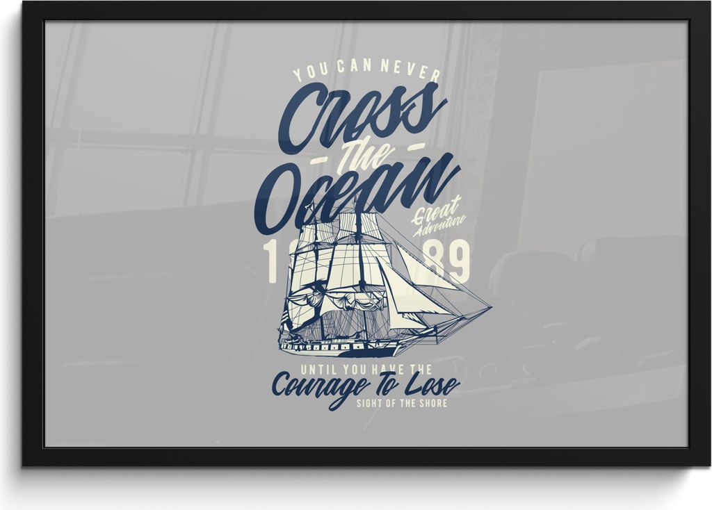 MuchoWow MuchoWow Gerahmtes Poster Boot - Segel - Retro 60x40 cm - Poster mit zchwarzem Bilderrahmen - Printing - Wanddeko Schlafzimmer