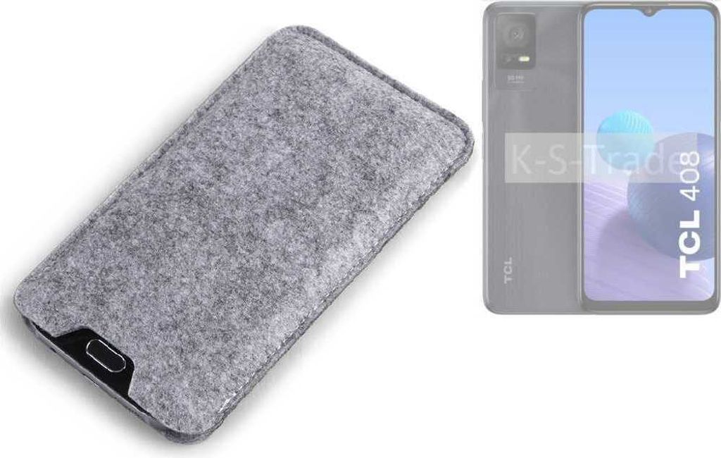 K-S-Trade Filz Handyhülle kompatibel mit TCL 408 Schutzhülle Filztasche Filz Tasche Case Sleeve Handy Hülle Filzhülle grau
