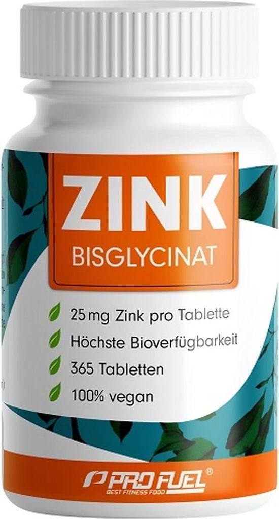 A bottle of ProFuel Zink Bisglycinat dietary supplement.