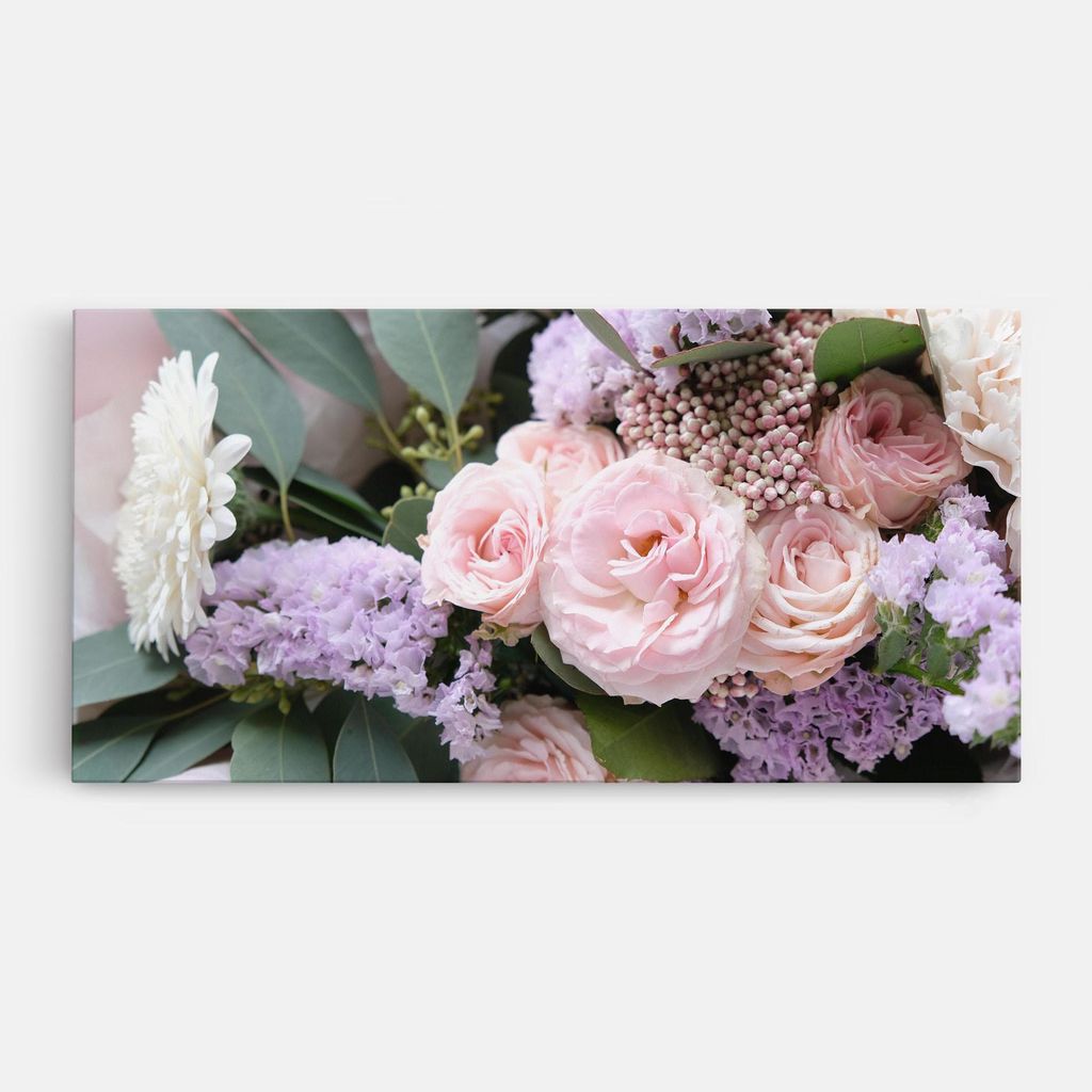 ARTHUB Leinwandbild 50x100 cm, Beautiful Pink Roses | Wohnzimmerdekoration, Hängende Bilder, Wanddekoration, Heimdekoration, Blumen, Blumenstrauß