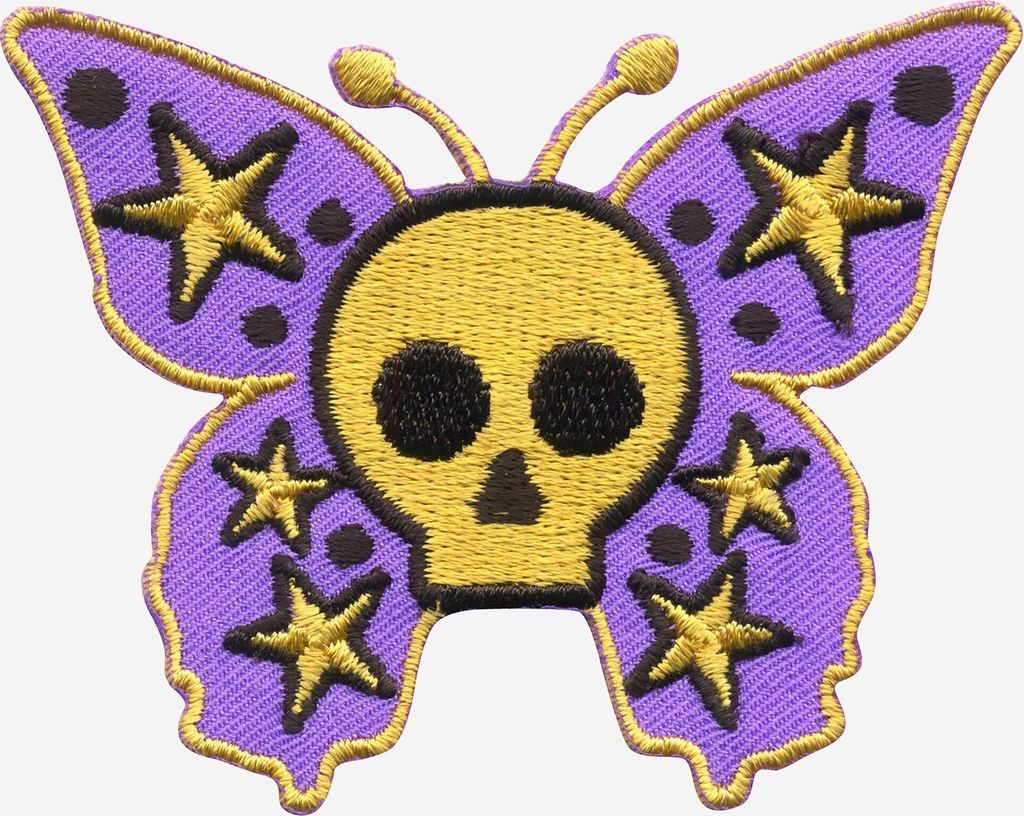 Aufnäher - Totenkopf Schmetterling - lila-ocker - Patch Produktbild 