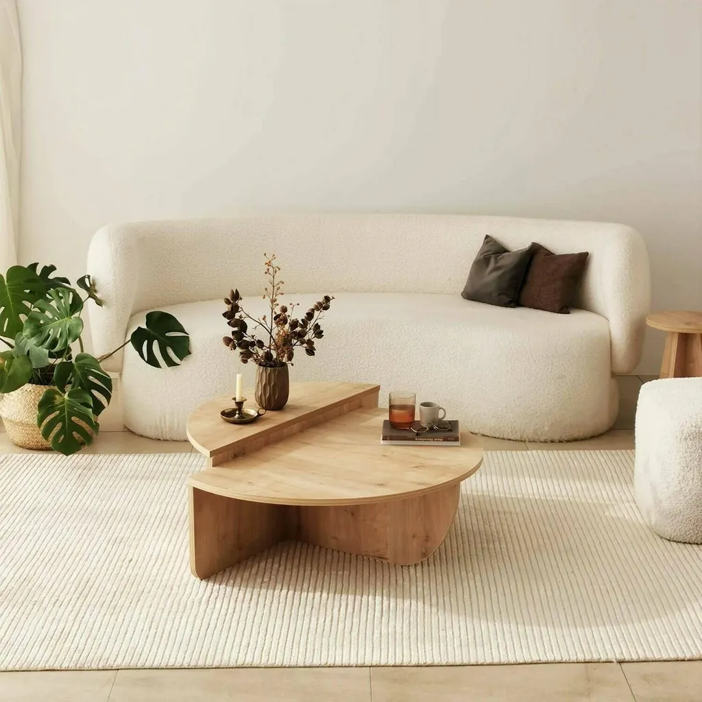 Table Basse Modulable Multifonction Chêne Brun 90x90cm Style Azim