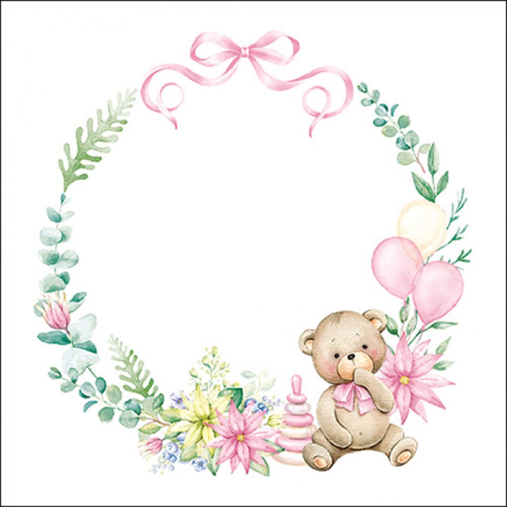 Ambiente Serviette Baby Teddy 33x33 cm 20 Stück Pink Produktbild 