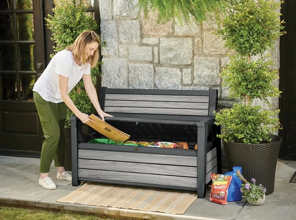 Banc de jardin Keter 227L Deco Bench résistant aux UV gris anthracite