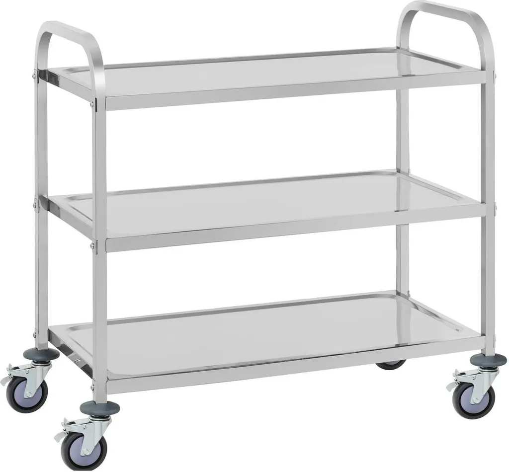 Chariot à 3 plateaux inox 150 kg Royal Catering RCSW 3A pour cuisine