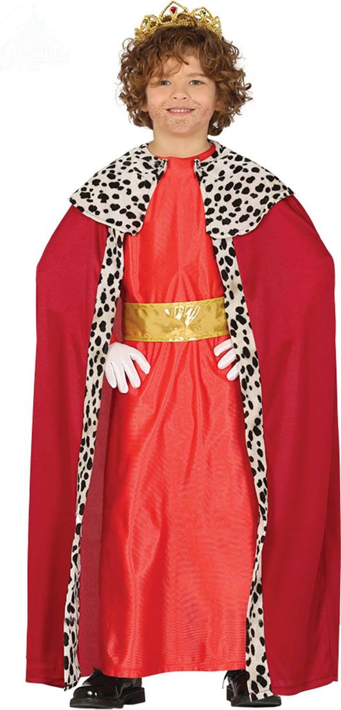 Herren Königskostüm – Rotes Gewand mit Umhang und goldenem Gürtel Gr. 98-146, Größe:110/116