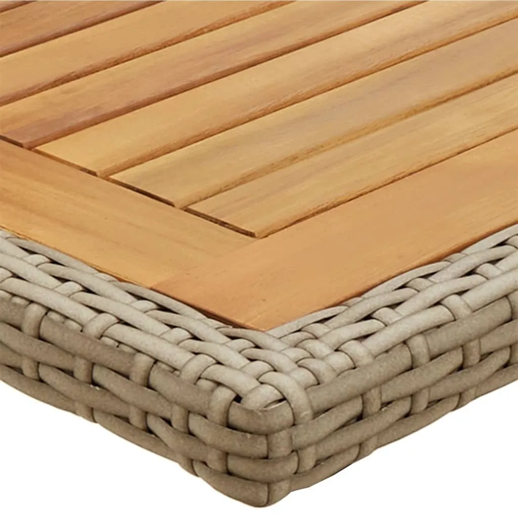 Tavolo Da Giardino Beige VidaXL - Legno Acacia Massello E Polyrattan - 110x53x72 Cm