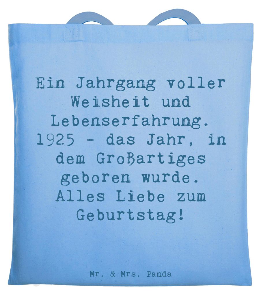 Mr. & Mrs. Panda Tote Bag Spruch 1925 Geburtstag - Sky Blue - Geschenk, Tasche, Vintage, Geburtstagsgeschenk, Geburtsjahr, dokumententasche, Alles ...