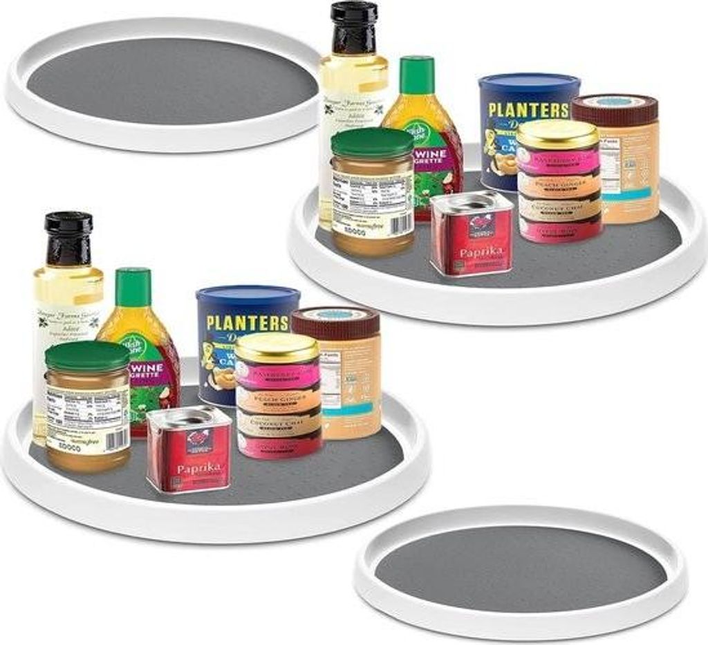Drehteller-Organizer, rutschfest, Gewürzregal, Organizer für Schrank, Esszimmer, Küche, Kühlschrank, Schminktisch, Arbeitsplatte, unter der Sp...