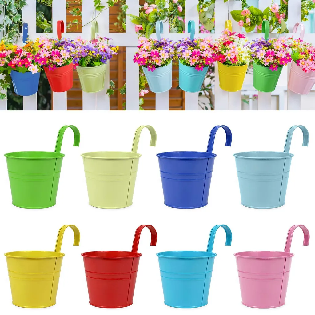 Pots de fleurs suspendus pour balcon et terrasse, décoration jardin fer