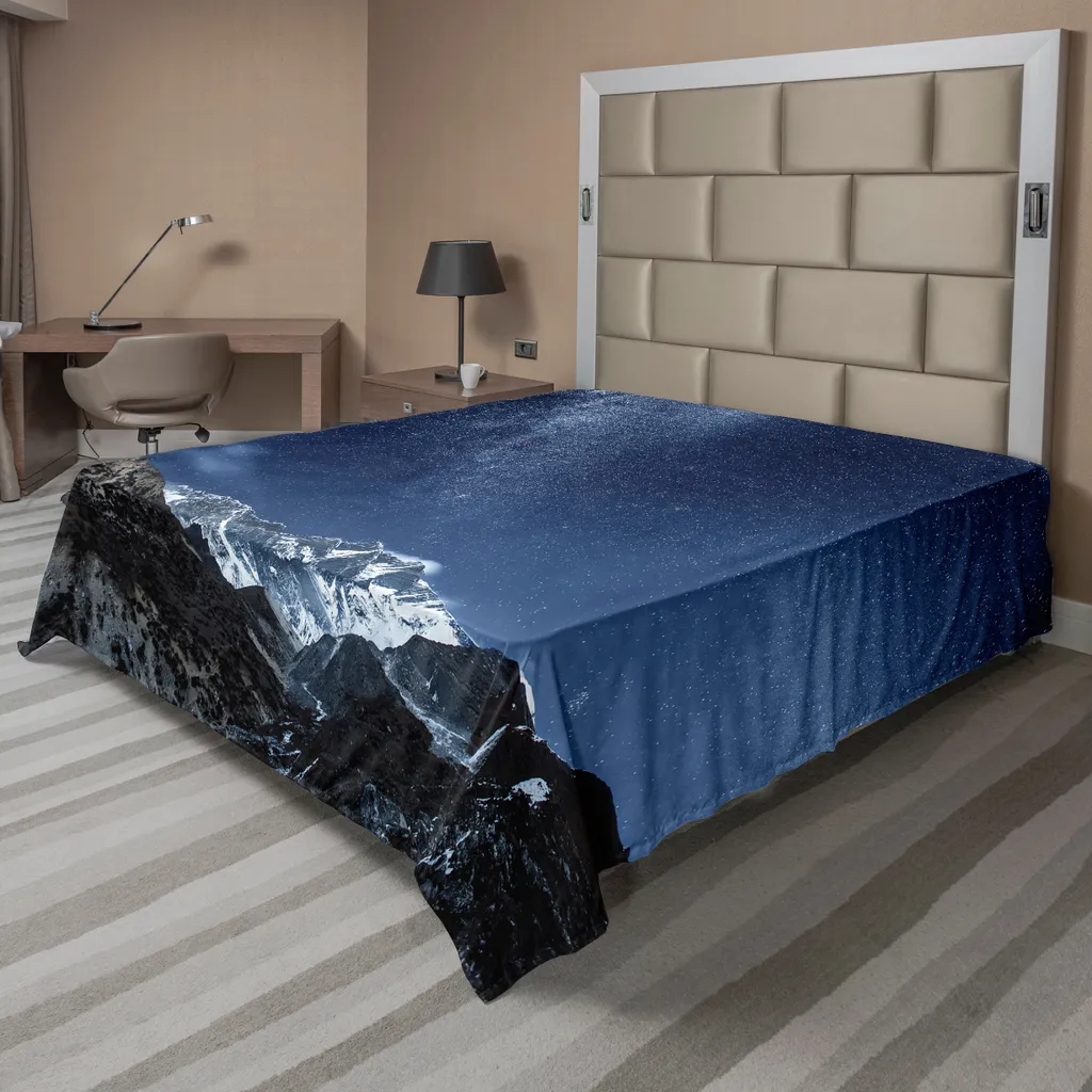 Drap de lit doux Himalaya bleu gris, Microfibre de luxe en 260x228 cm