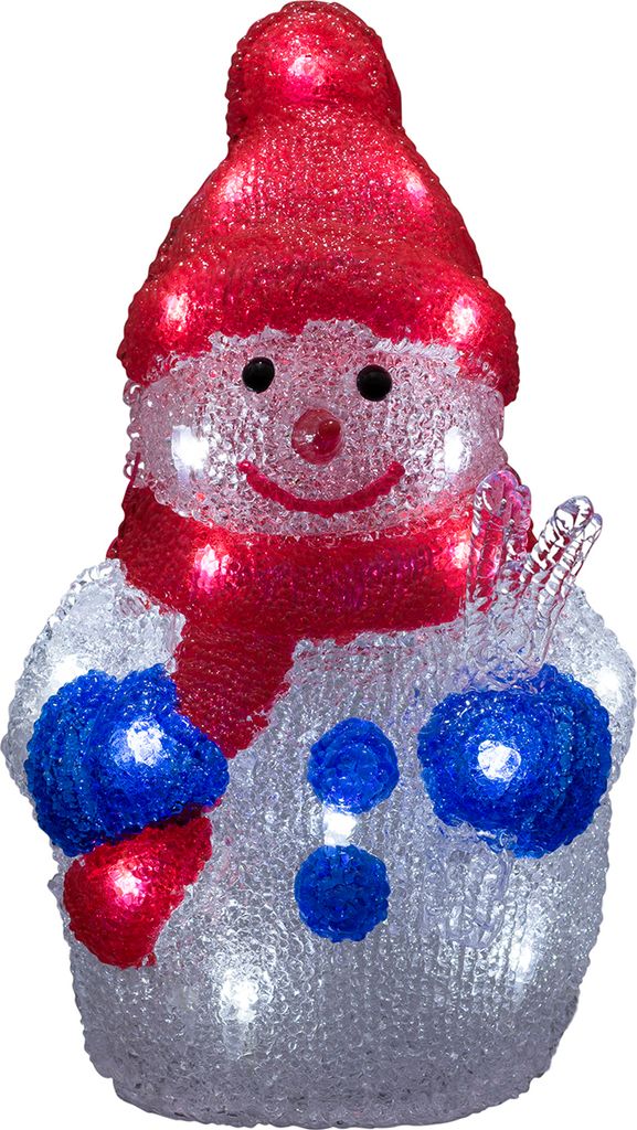 Konstsmide - LED Acryl Schneemann 6h Timer, 24 kalt weiße Dioden, batteriebetrieben, Außen, transparentes Kabel; 6140-203