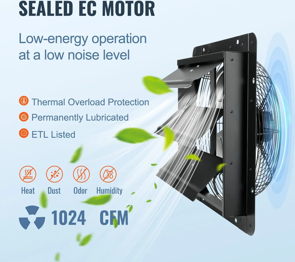 Ventilateur mural EC 1024 CFM 356 mm puissant et télécommandable - 4