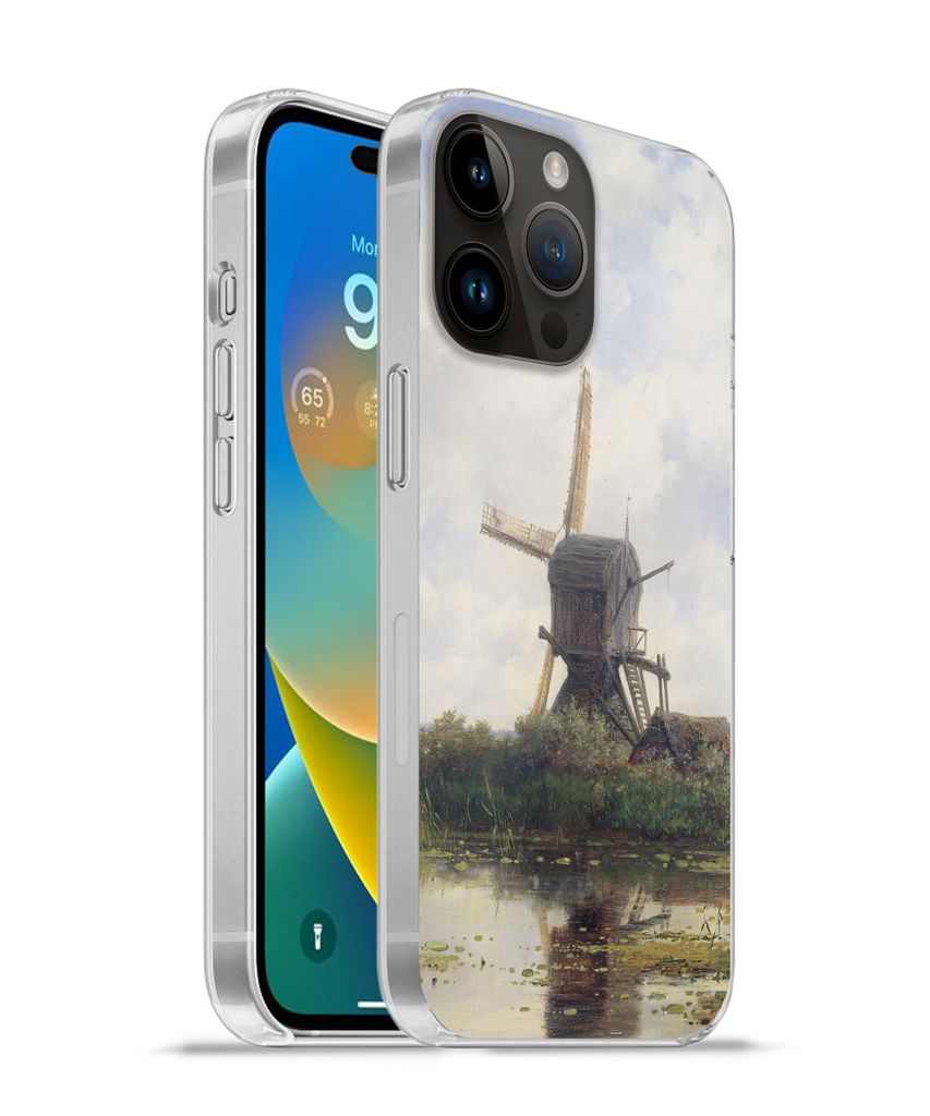 MuchoWow Handyhülle Schutzhülle Hülle für Apple iPhone 14 Pro - Softcase Malerei - Mühle - Alte Meister Silikon Softcase Handy Hülle - Umsc...