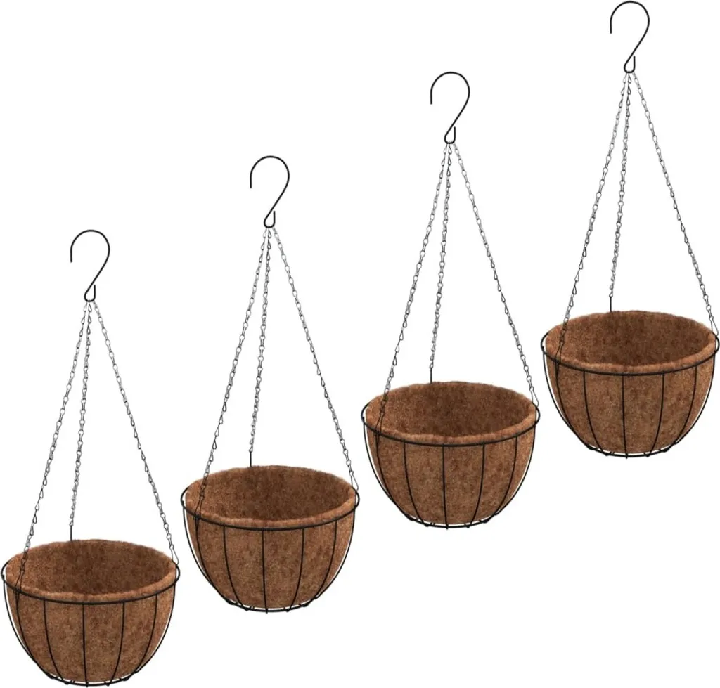 vidaXL Pots de fleurs 4 pcs avec inserts en coco Noir Ø 35x52 cm Acier