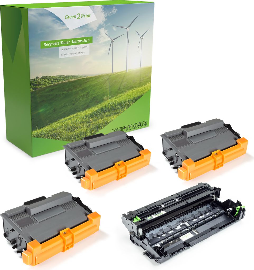 Green2Print 3x Toner, 1x Trommel 3x 8000, 1x 50000 Seiten ersetzt Brother DR-3400, TN-3480 passend für Brother DCP-L5500D, DCP-L5500DN, DCP-L6600D...