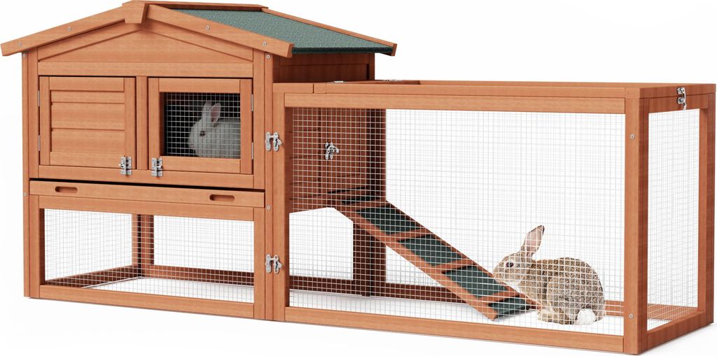 Wiltec Clapier XXL – 1560 x 520 x 680 mm – 2 étages – Toit Image du produit 