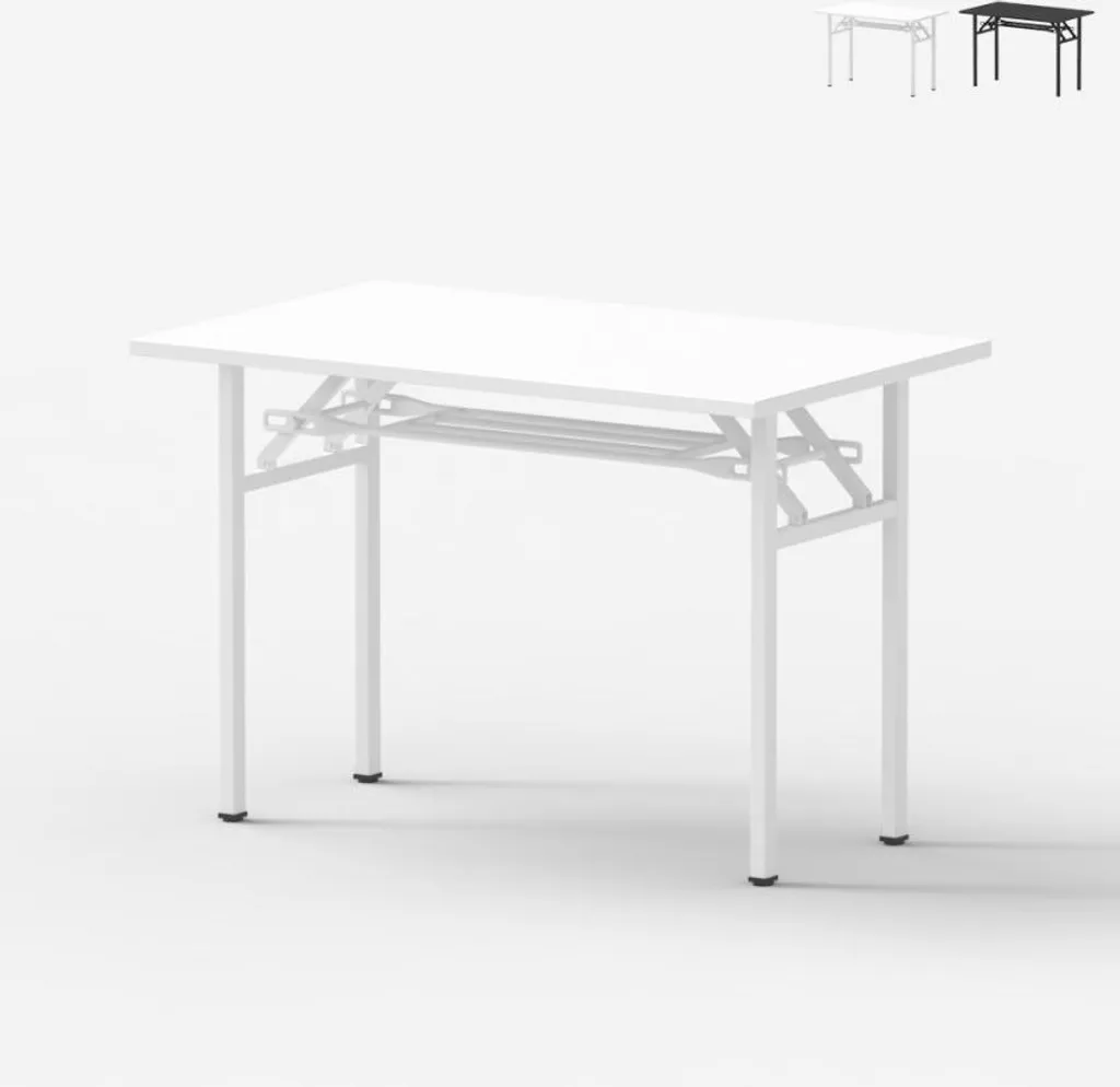Bureau Gain de Place 100x60cm Pliant Style Scandinave 2 Plateaux Blanc