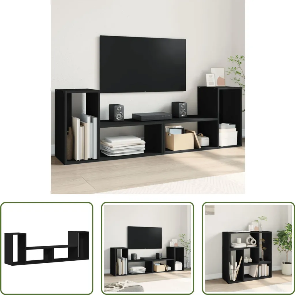 Mobili TV Neri 2 pz The Living Store 75x30x50 cm Legno Multistrato Moderno - 1