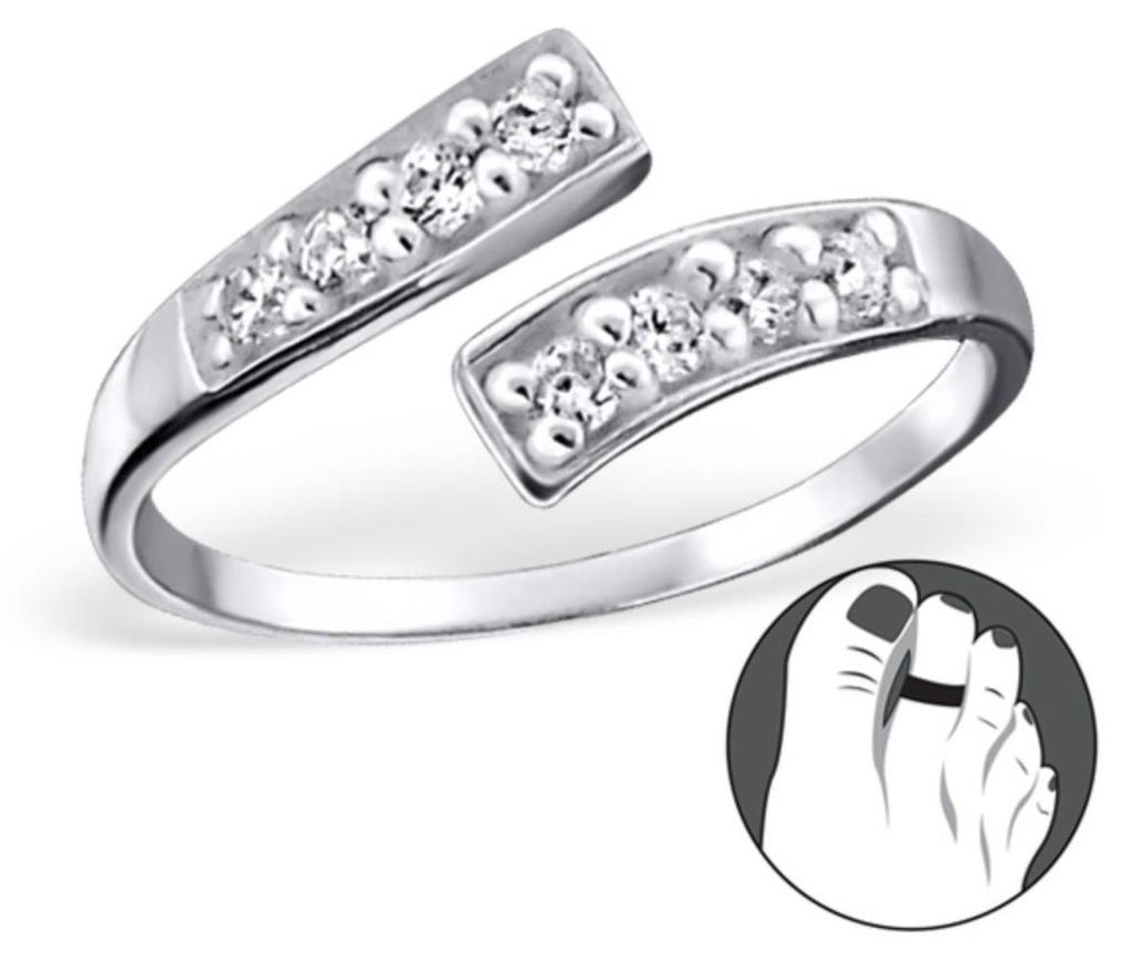 Zehenring Silber 925: Zehring mit Kristallen Produktbild 