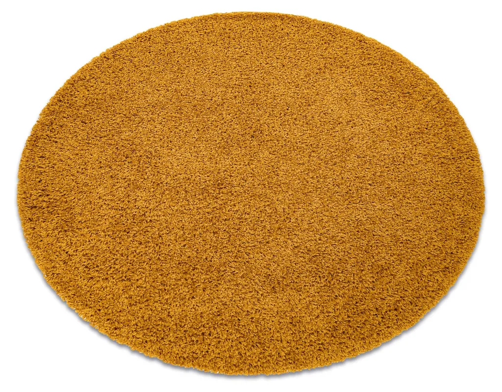 Tapis rond confortable et doux SOFFI shaggy jaune or 80cm 5cm
