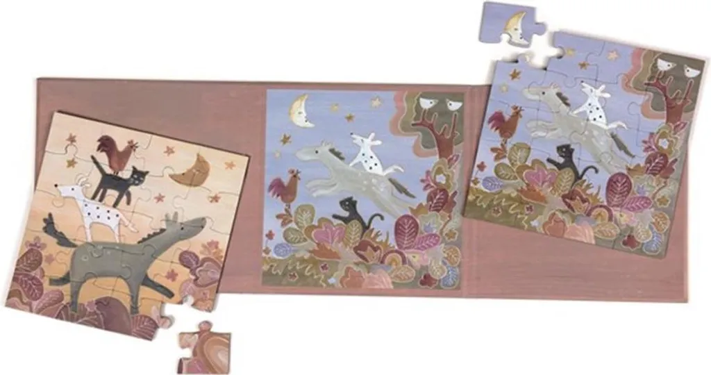 Livre-puzzle magnétique Les musiciens de la ville de Brême - 2 puzzles